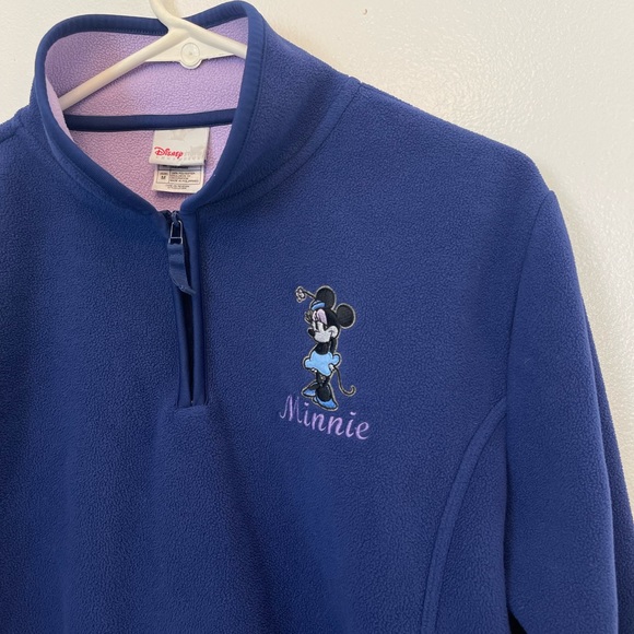 Minnie Mouse Embroidered Disney Quarter zip Fleece Pullover Sweater Size M - Picture 4 of 10